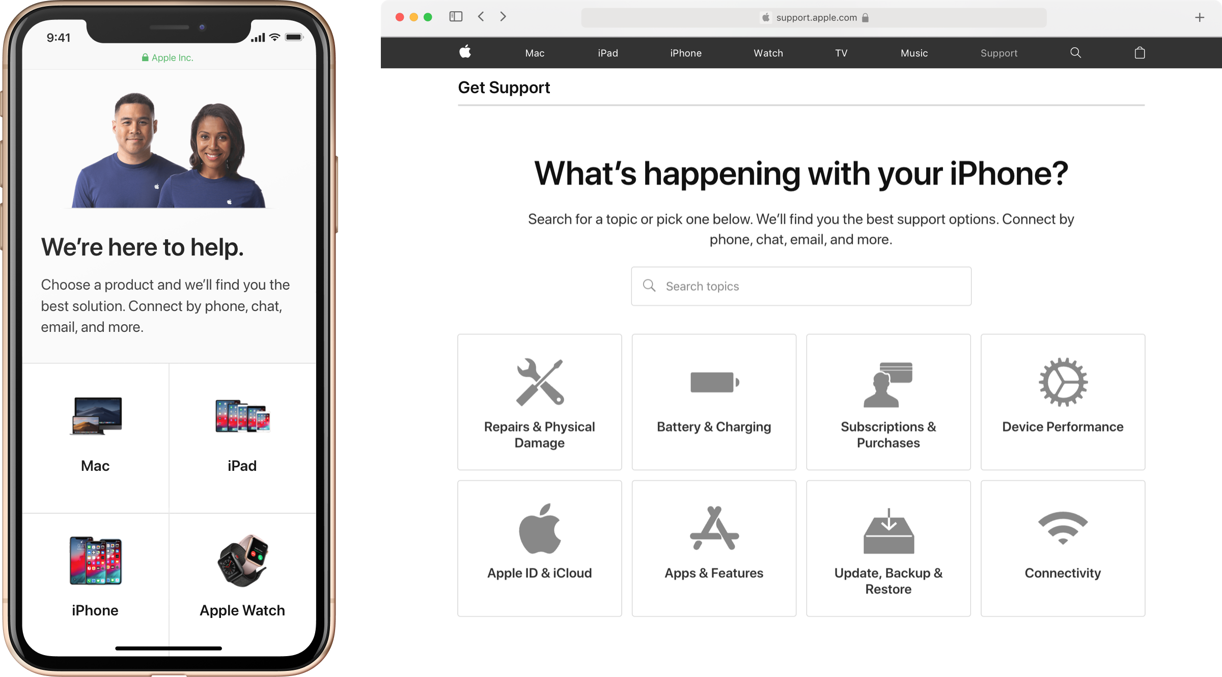 mobile and desktop example app screens
